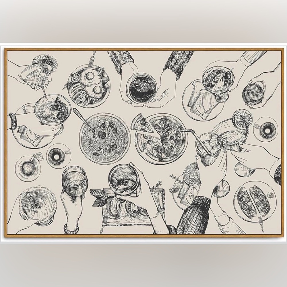 Black and White Dining Art Framed Print